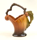 Roseville Pottery Pine Cone Handled Basket, Shape 408-6
