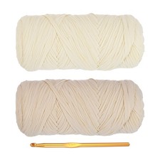 T-Shirt Yarn for Crocheting with Hook, 2 Pack 400g/130 Yards Yarn Cream/Beige 