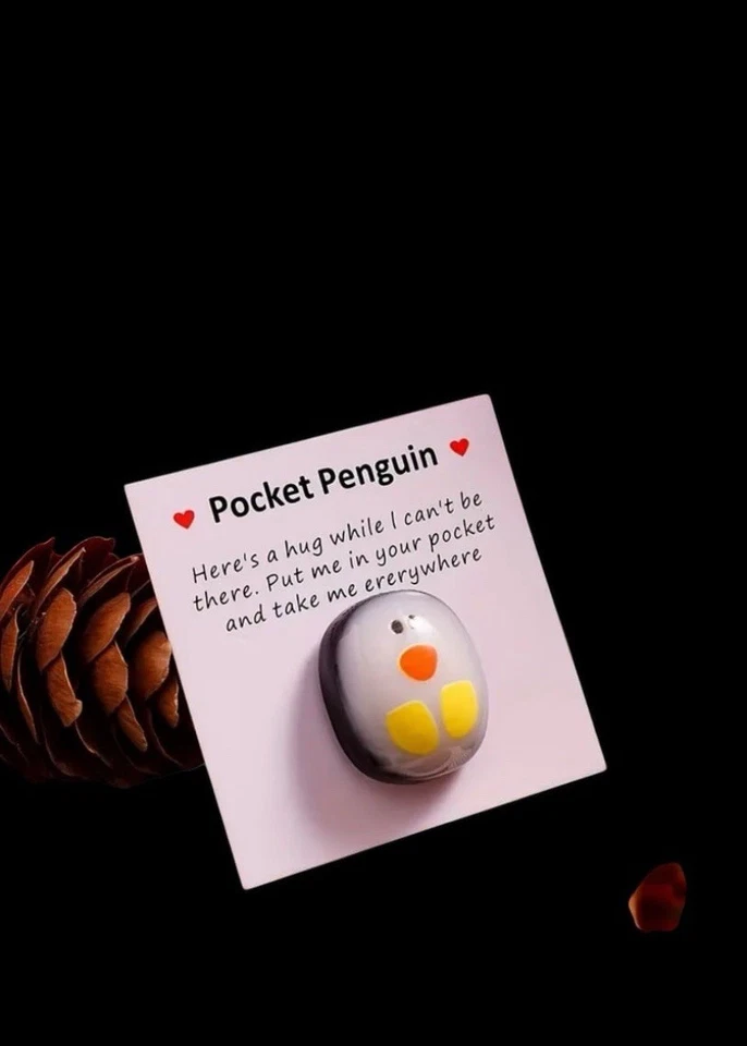 Small Penguin Pocket Hug, Cute Animal Decoration Encouragement Card. - Image 2 of 4