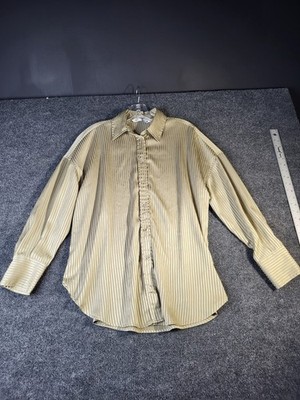 Zara Button Front Faux Silk Dress Shirt Sz XS Womens Collared Gold Color