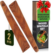 Wooden Spatula for Cooking Set of 2 – 12 Inch 2 Piece Set, Natural Teak Wood 