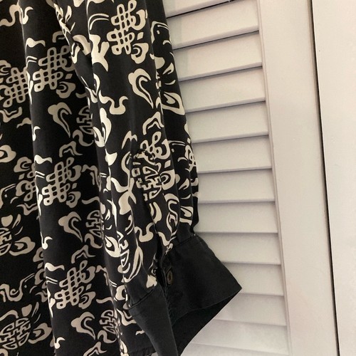 Soft Surroundings Black and Cream 100% Silk Patterned Long Sleeve Blouse Size 2X - Picture 5 of 7