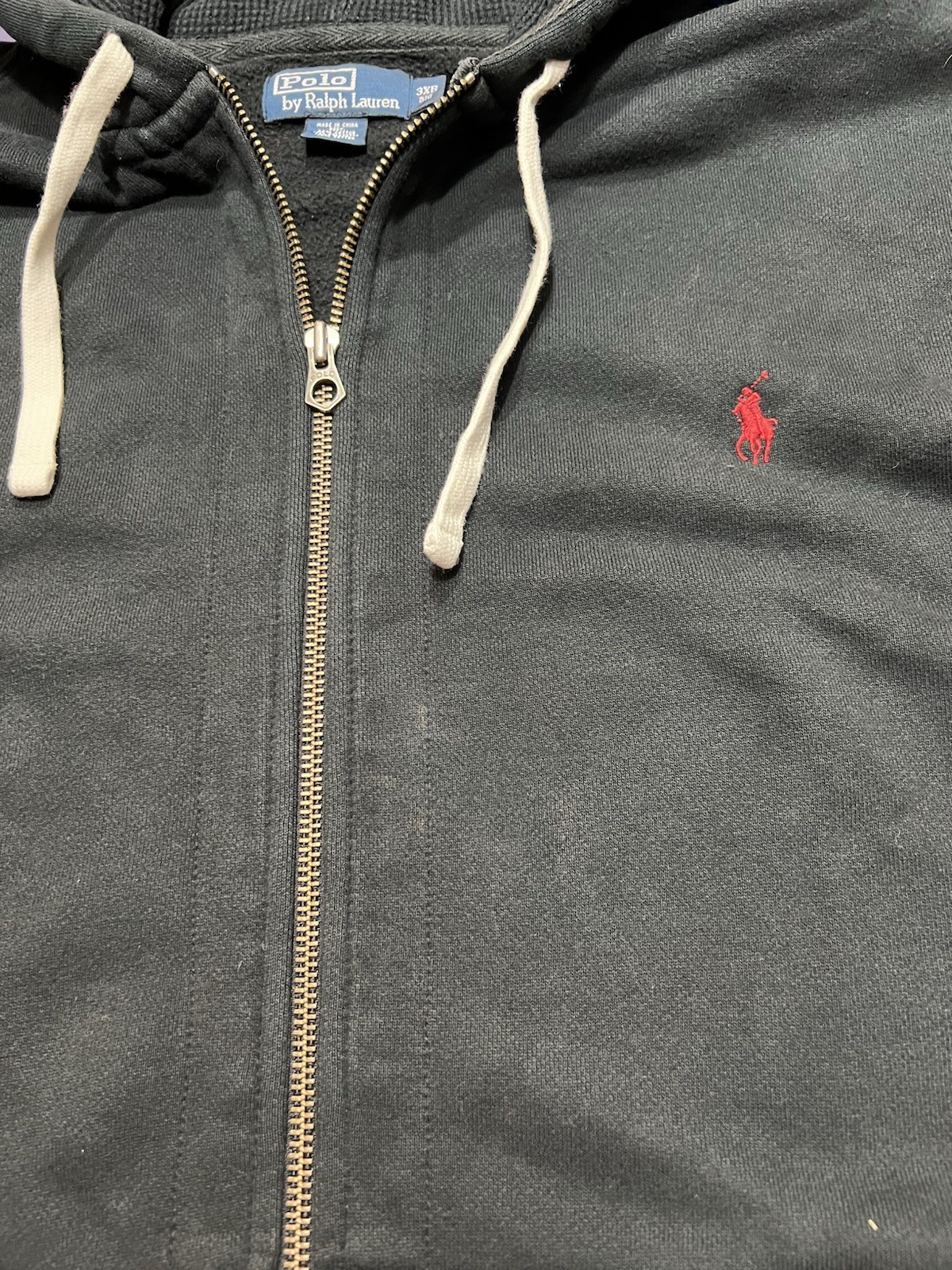 Polo Ralph Lauren felpa con cappuccio uomo taglia 3XB giacca full zip pesante rosso pony con cappuccio
