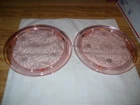 Pair of Antique Pink Depression Glass Sunflower Footed Cake Plates