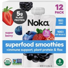 Organic Superfood Smoothie Pouches Super Berry With Immune Support 12 Pack New