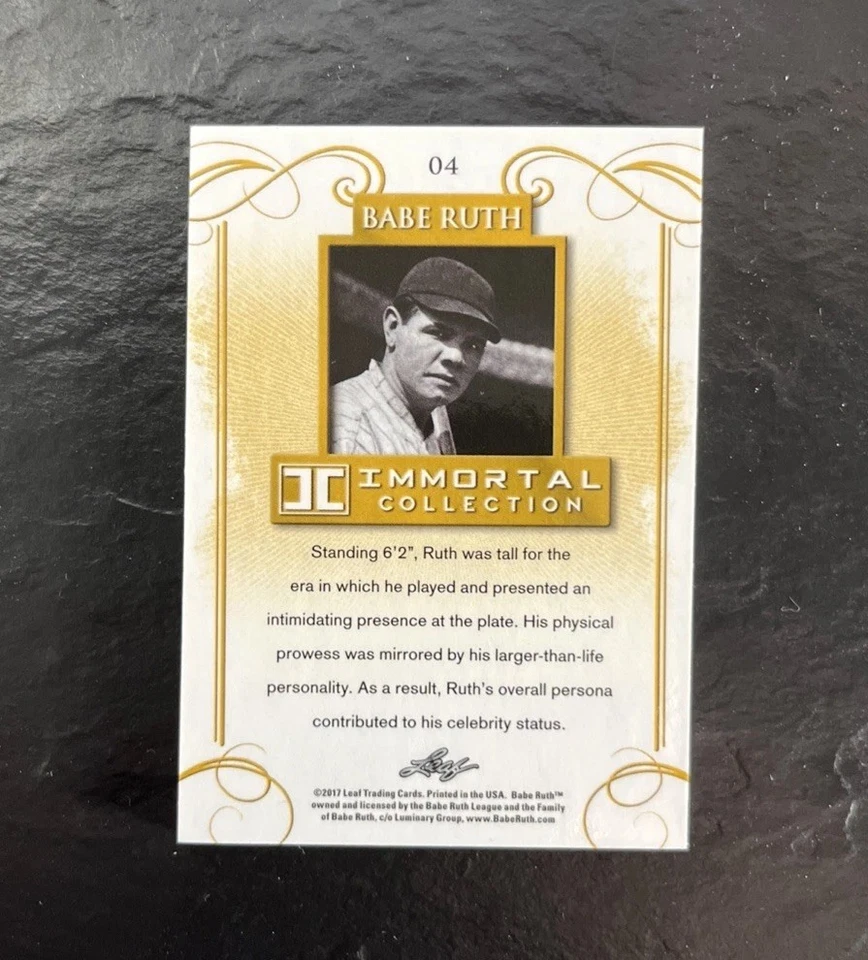 2017 Leaf Babe Ruth Immortal Collection #04 Babe Ruth  18 /20 - Image 2 of 2