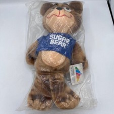 MUY RARO 1987 Sugar Bear Animal Fair Peluche Juguete Dorado Crujiente Cereal