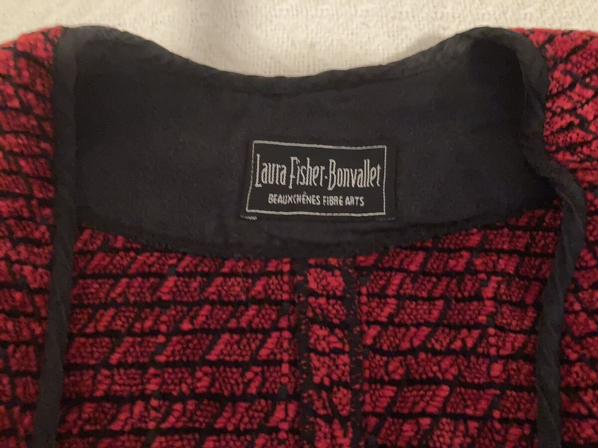 LAURA FISHER-BONVALLET Red/Black Chenille Handwoven Fibre LAURA FISHER-BONVALLET Red/Black Chenille Handwoven Fibre