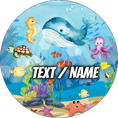 Tiere Unterwasser Tortenaufleger Party Deko personalisiert Name essbar Wal Fisch