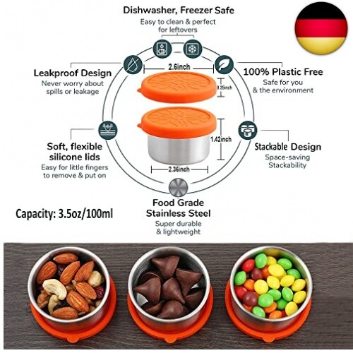 nicelock Mini-Töpfe, 3 x 100 ml, kleine edelstahldosen mit deckel, snackbox - Bild 2 von 9
