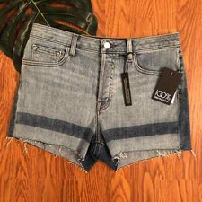 NEW J Brand Gracie High-Rise Denim Shorts Light Wash Dark Wash Strip Mix Size 28