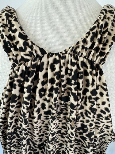 Guess Cheetah Print Tank Top Blouse Y2K Sexy Stretchy Leopard Fun Summer Size XL - Picture 5 of 6