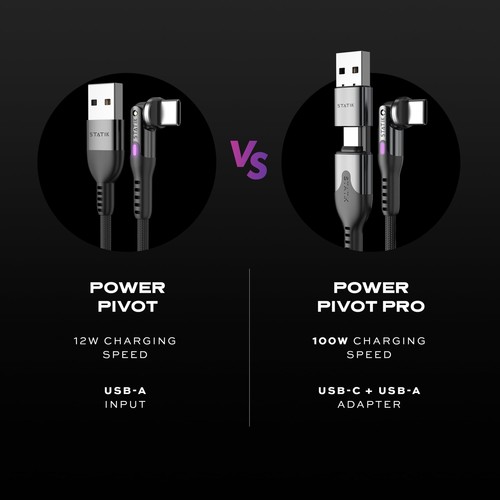 PowerPivot 12W USB to USB C Cable, Right Angle Cable with 360 Rotating Head, ... - Picture 8 of 8