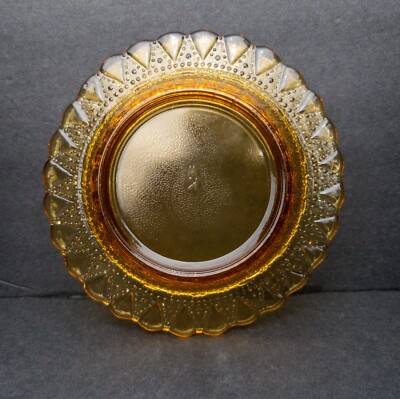 Laceey Dewdrop Amber Glass Candy or Trinket Dish Marked KW