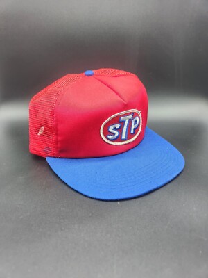 STP Motor Oil Mesh Trucker Snapback Hat Cap Red Blue M&B Headwear