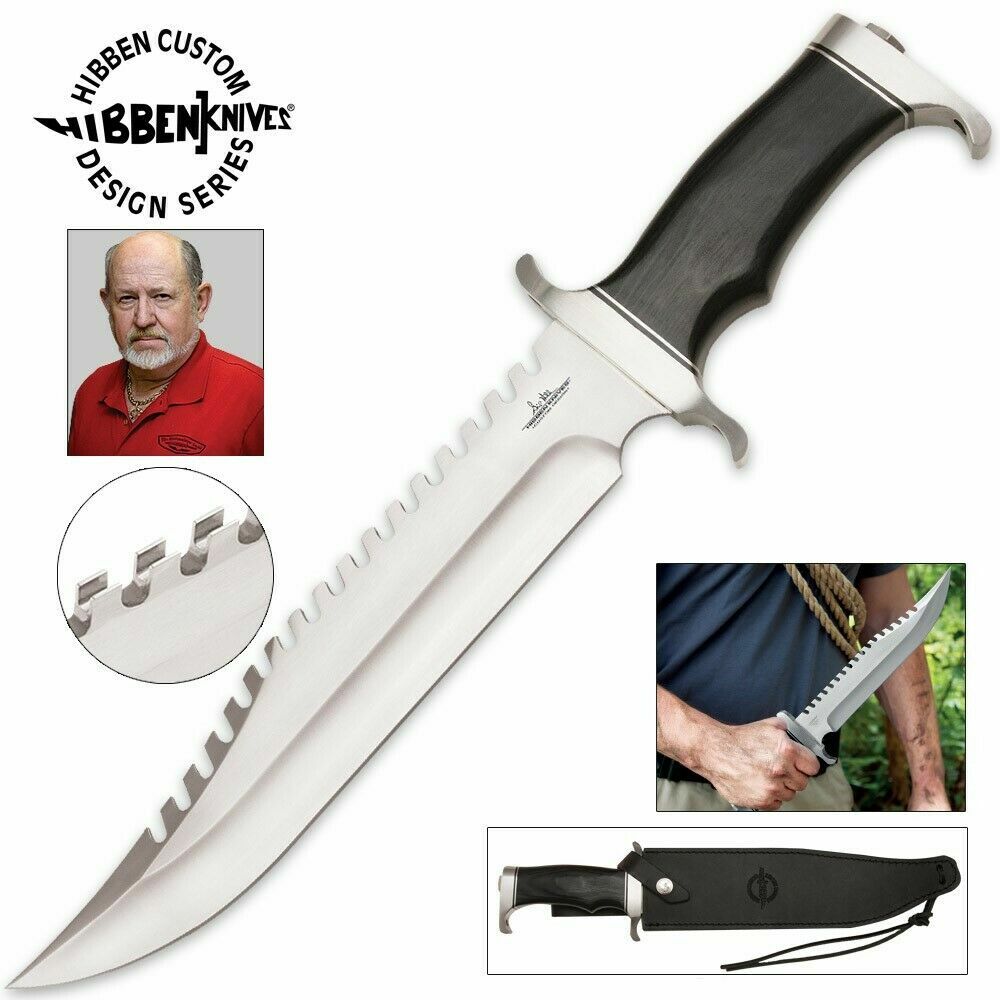 Gil Hibben Extreme Survival Sawback Survivor Bowie Knife Micarta Handle +Sheath