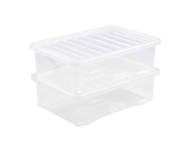 5 X WHAM 32l 60cm Clear Crystal Under Bed Plastic Storage Boxes With
