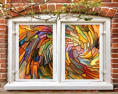 3D Blockmuster C500 Fenster Film Drucken Aufkleber Haftendes Buntglas UV Sinsin