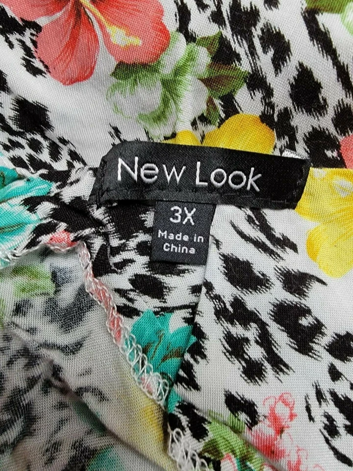 New Look Womens Shirt Top Blouse Size 3X Multicolor Floral Animal Print - Image 2 of 4