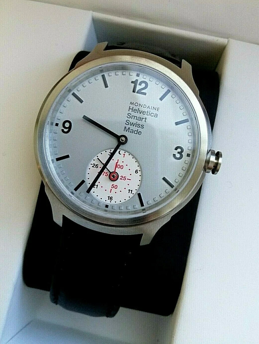 Mondaine Helvetica Smartwatch Black Leather Smart Watch for Men