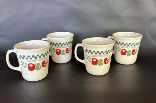Vtg 1970's Corelle Farm Fresh Homemade coffee cups Corning Ware 10 oz. Set Of 4