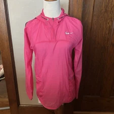 Nike Packable Transparent Woven Running Jacket in Pink Size XS Hooded
