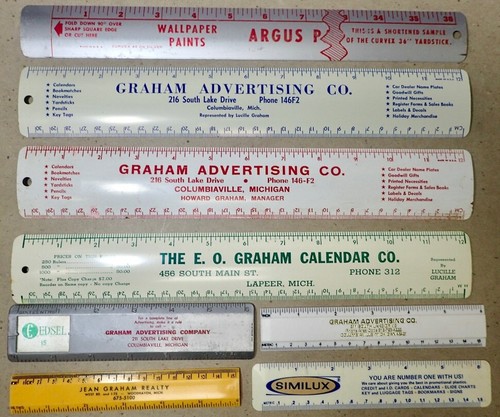 Variety of (8) Vintage Salesman Samples Advertising Rulers Office ...
