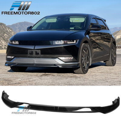 Fits 22-24 Hyundai Ioniq 5 Gloss Black PP IKON Front Bumper Lower Lip 3PCS Set