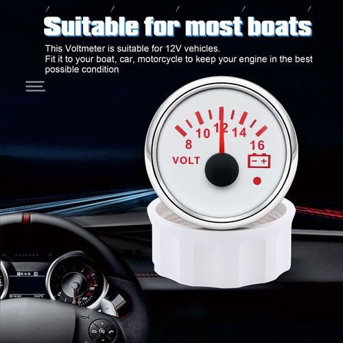 52mm Volt Meter 8-16V Voltmeter Voltage Gauge 7 Colors Backlight For Car Boat - Picture 2 of 14