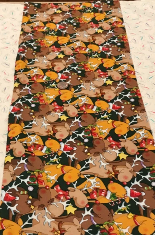 Reno de Papá Noel *Embalado*Sombreros Rojos * Edredón de Fábrica * Remanente 100% Algodón * 8" X 22" Foto 3 de 4