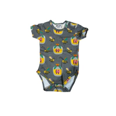 Raspberry Republic Hi Honey Organic Short Sleeve Baby Body Suit Size 6-9 Months