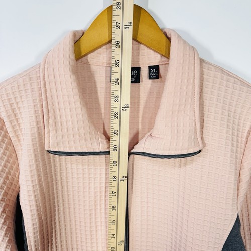 Onque Casual Womens Jacket XL Pink Gray Full Zipper Long Sleeves - Picture 6 of 9