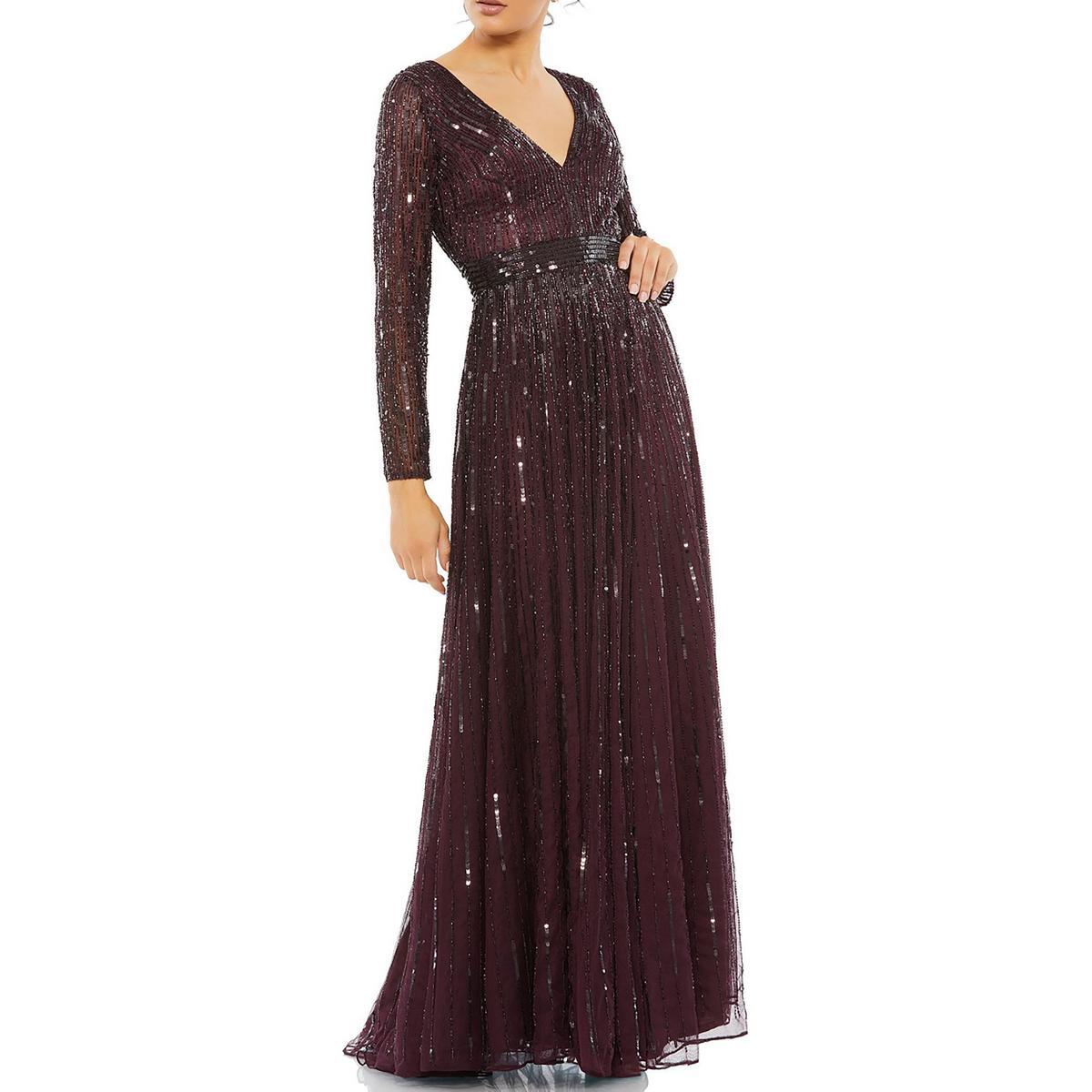 Женское фиолетовое вечернее платье Mac Duggal с блестками 2 BHFO 7970