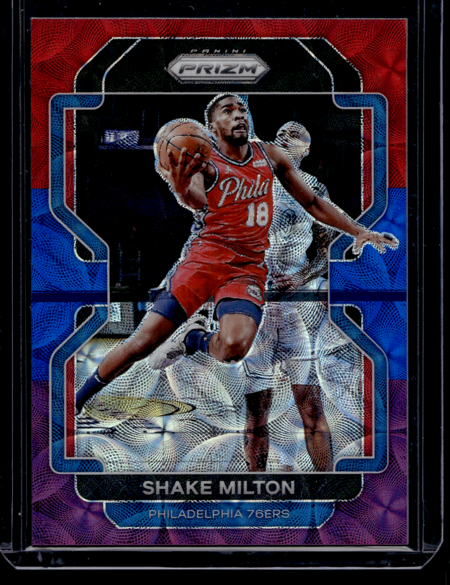 Shake Milton 07/15 Red Blue Purple Prizm 2021-22 Card #58 Shake Milton 07/15 Red Blue Purple Prizm 2021-22 Card #58