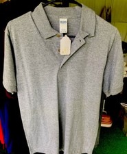 Gildan DryBlend 50/50 Gray Solid 3-Button Men s Polo Size SMALL - NWT