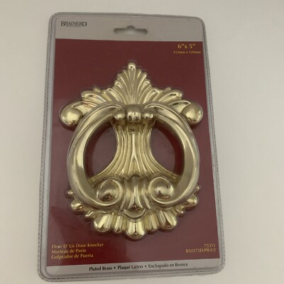 Brainerd Liberty Hardware Fleur D'Lis Gold Plated Brass Door Knocker 6'' x 5''