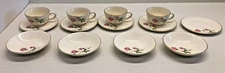 Homer Laughlin HLC3656 Pink Rose Gold Trim 4 Tea Cups, 5 Saucers, 4 Fruit Bowls
