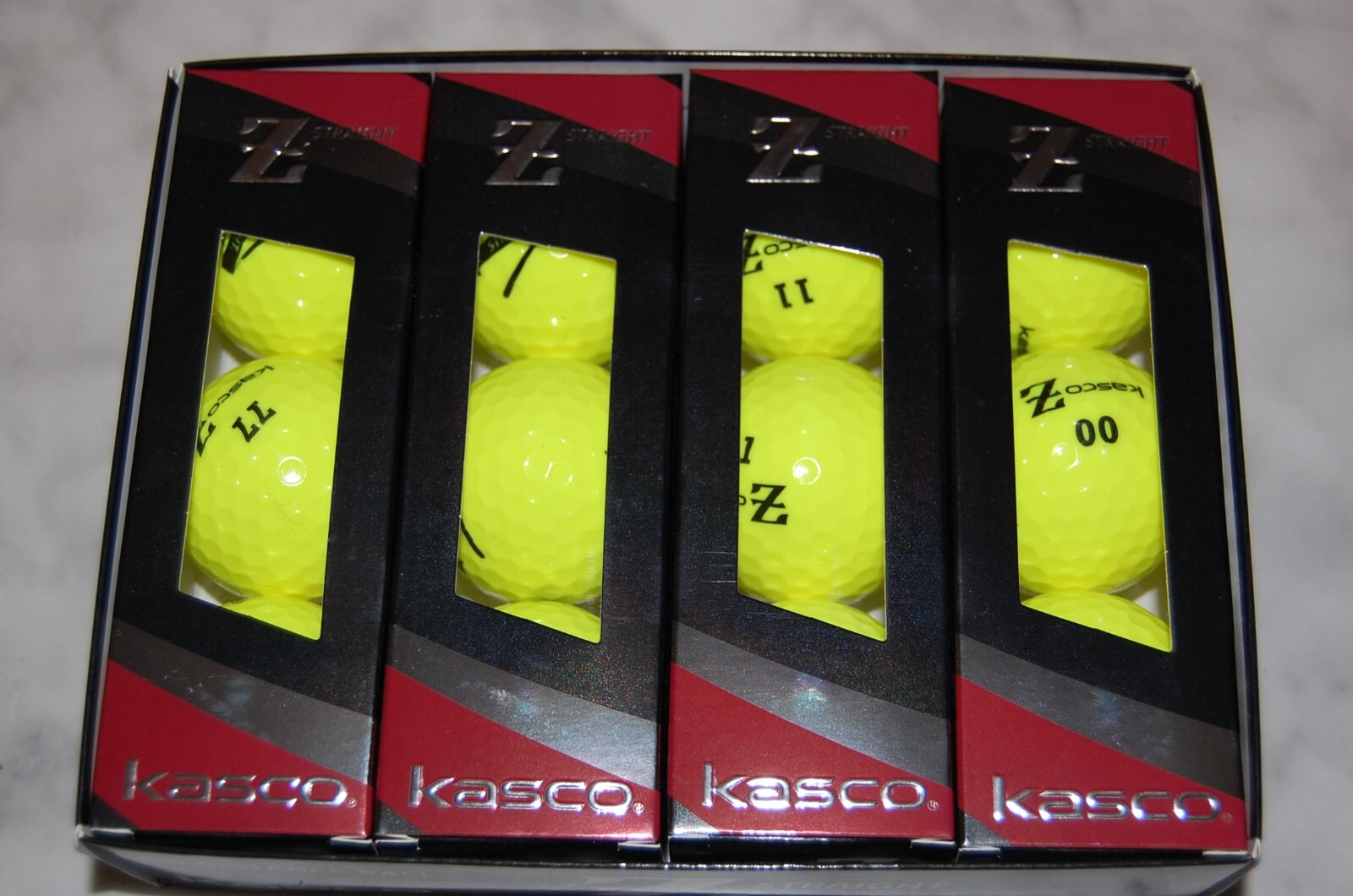 KASCO Z STRAIGHT Target Line  2 DOZEN Yellow  Golf Balls  FREE 2 Dozen TEES