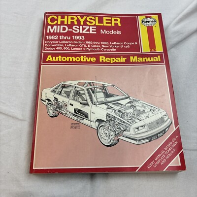 Haynes 1337 Chrysler Mid-Size Models 1982-1993 Car Auto Repair Manual Guide