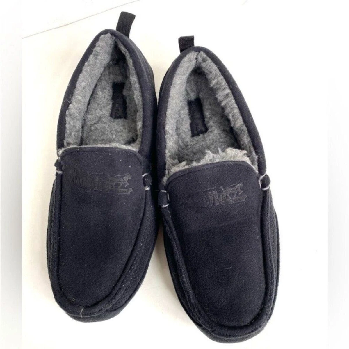 LEVI\'S Slide Slippers Mens Size 8 - 9 Gray Microsuede Sherpa Lined Plush Comfort Levi main image 4