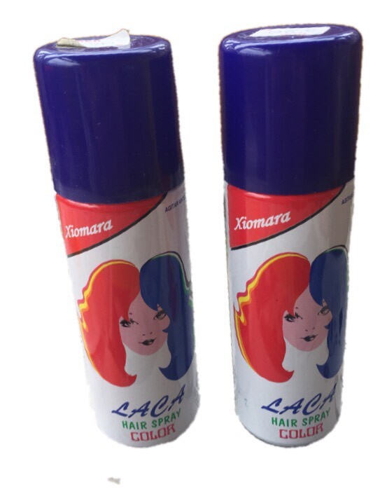 LOTE 2 Uds SPRAY LACA PARA EL PELO COLOR AZUL CARNAVAL, HALLOWEEN.104