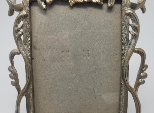 VTG Scroll Pewter Bronze Finish Floral Ornate Picture Frame Easel Back 3 1/2 x 5 - Picture 4 of 10