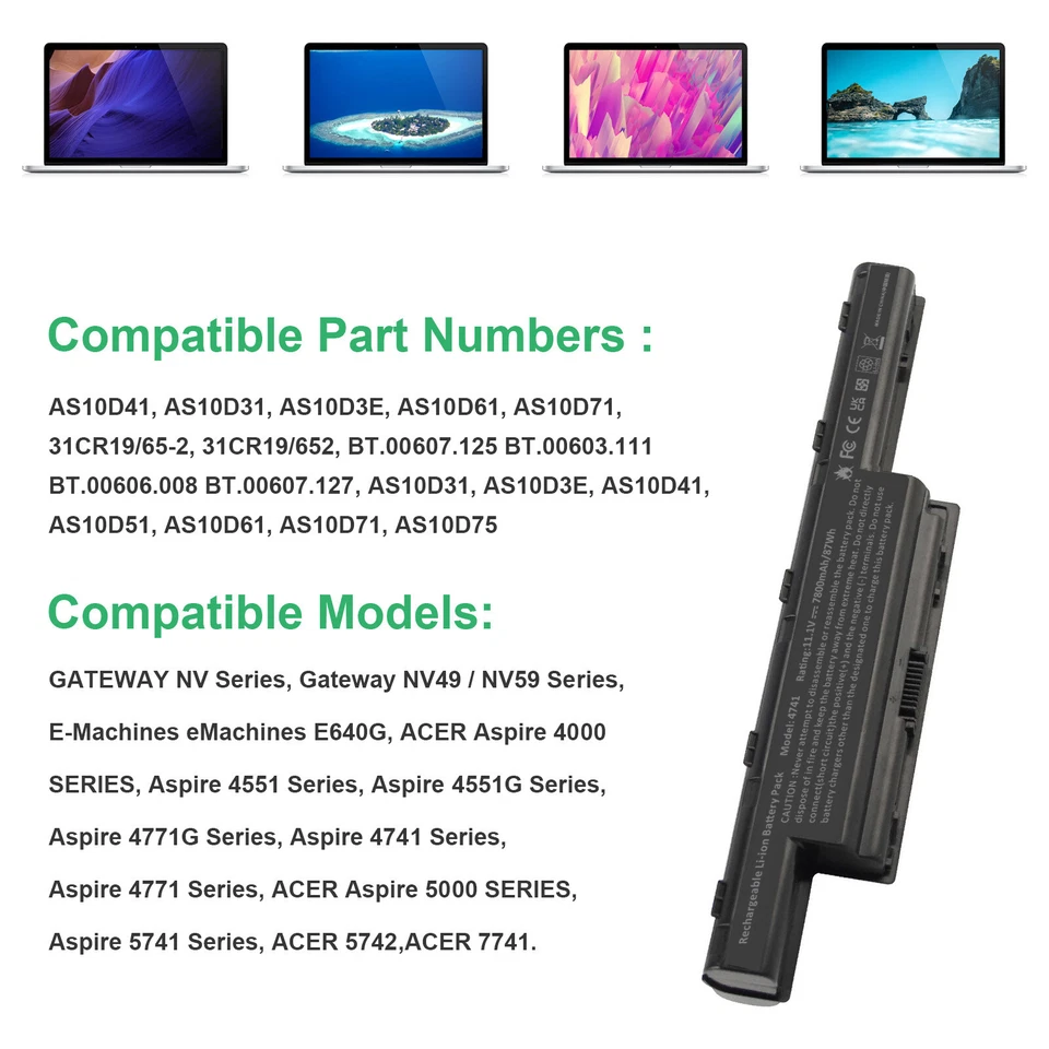 Batería AS10D51 para Acer/Gateway AS10D31 AS10D3E AS10D41 AS10D56 AS10D61 AS10D75 Foto 3 de 4