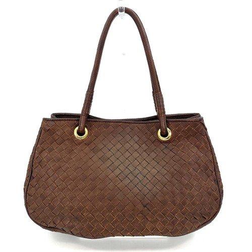 BOTTEGA VENETA Intrecciato Shoulder Bag Tote Bag Purse Leather Brown Auth