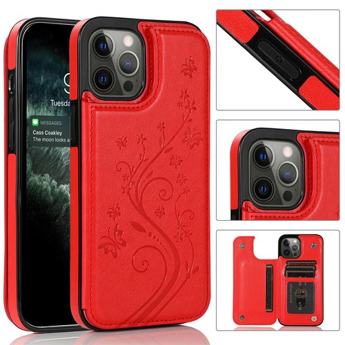 For iPhone 16 Pro Max 15 14 13 12 11 XS XR Floral Leather Wallet Case Flip Stand - Picture 18 of 22