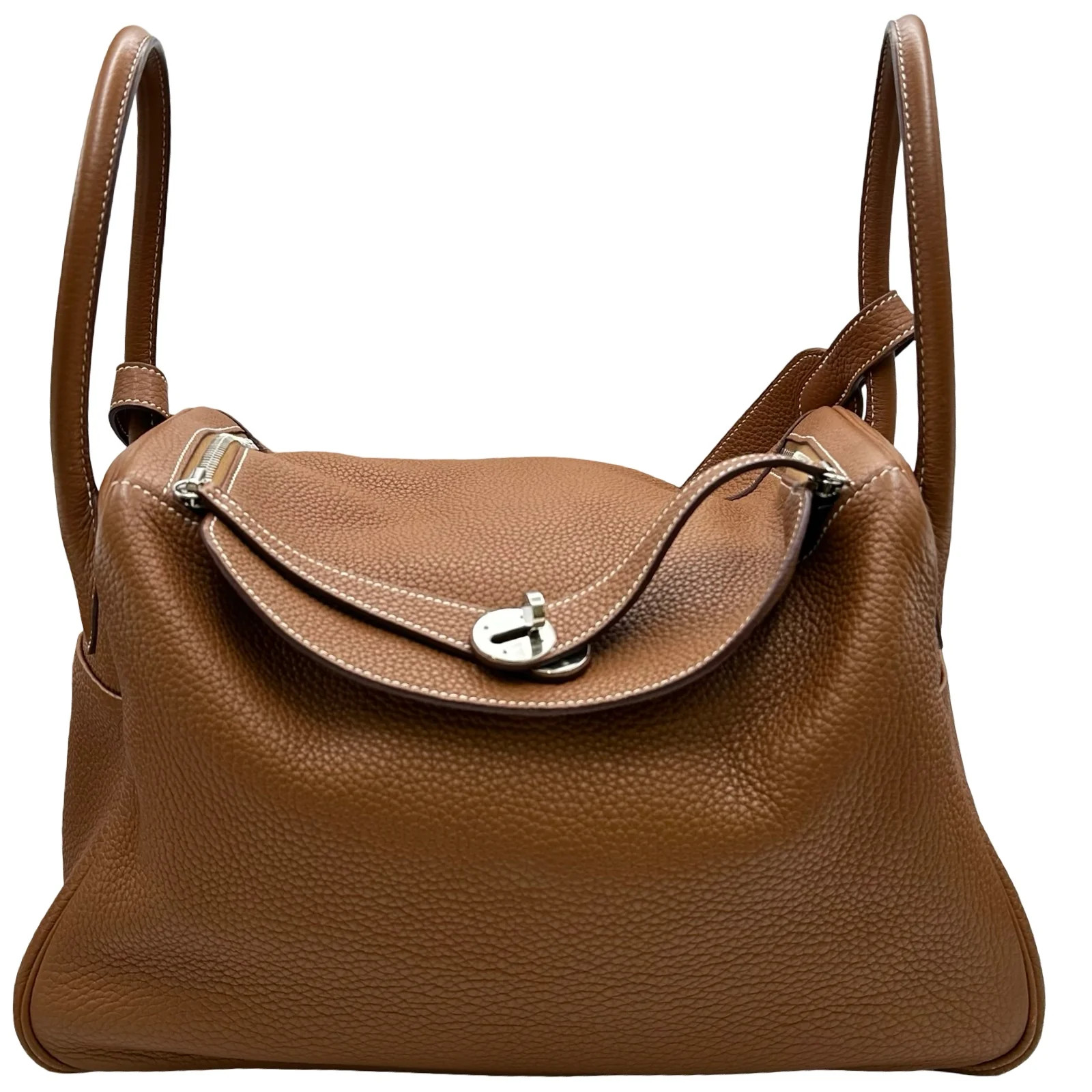 HERMES Lindy 34 Gold Taurillon Leather Shoulder Bag Square P #OKB7763