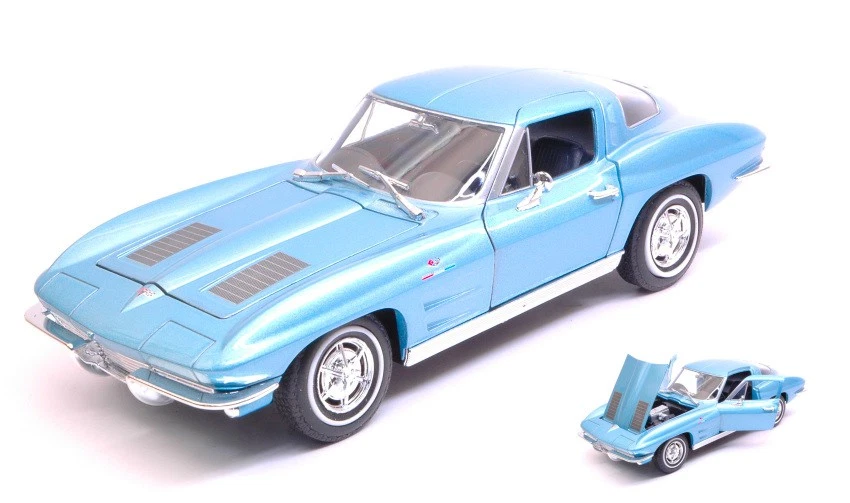 MODELLINO AUTO STATICO WELLY CHEVROLET CORVETTE C2 BLU MODELLISMO SCALA 1:24 - Immagine 4 di 4