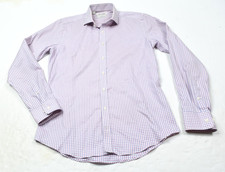 TWILLORY Shirt Mens 15.5 Pink Plaid Safe Cotton Long Sleeve Button-Up Trim