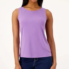 Susan Graver Modern Essentials Size 3X Dried Lavender Liquid Knit A-Line Top