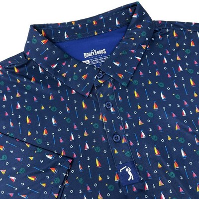 BOGEY BROS Golf Polo Men Boats and Hose Print Performance Stretch 3XL